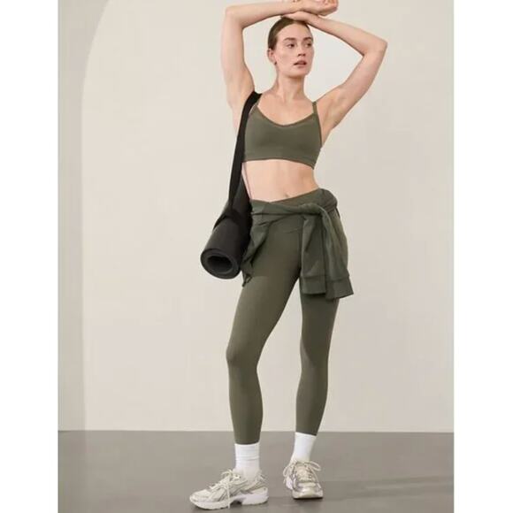 Athleta Salutation Stash Mesh 7/8 Leggings Moss Green UPF 40+ Plus Size 1X - Picture 2 of 11